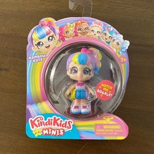NIP KindiKids Minis Rainbow Kate Posable Bobblehead Figurine with Glittery Eyes